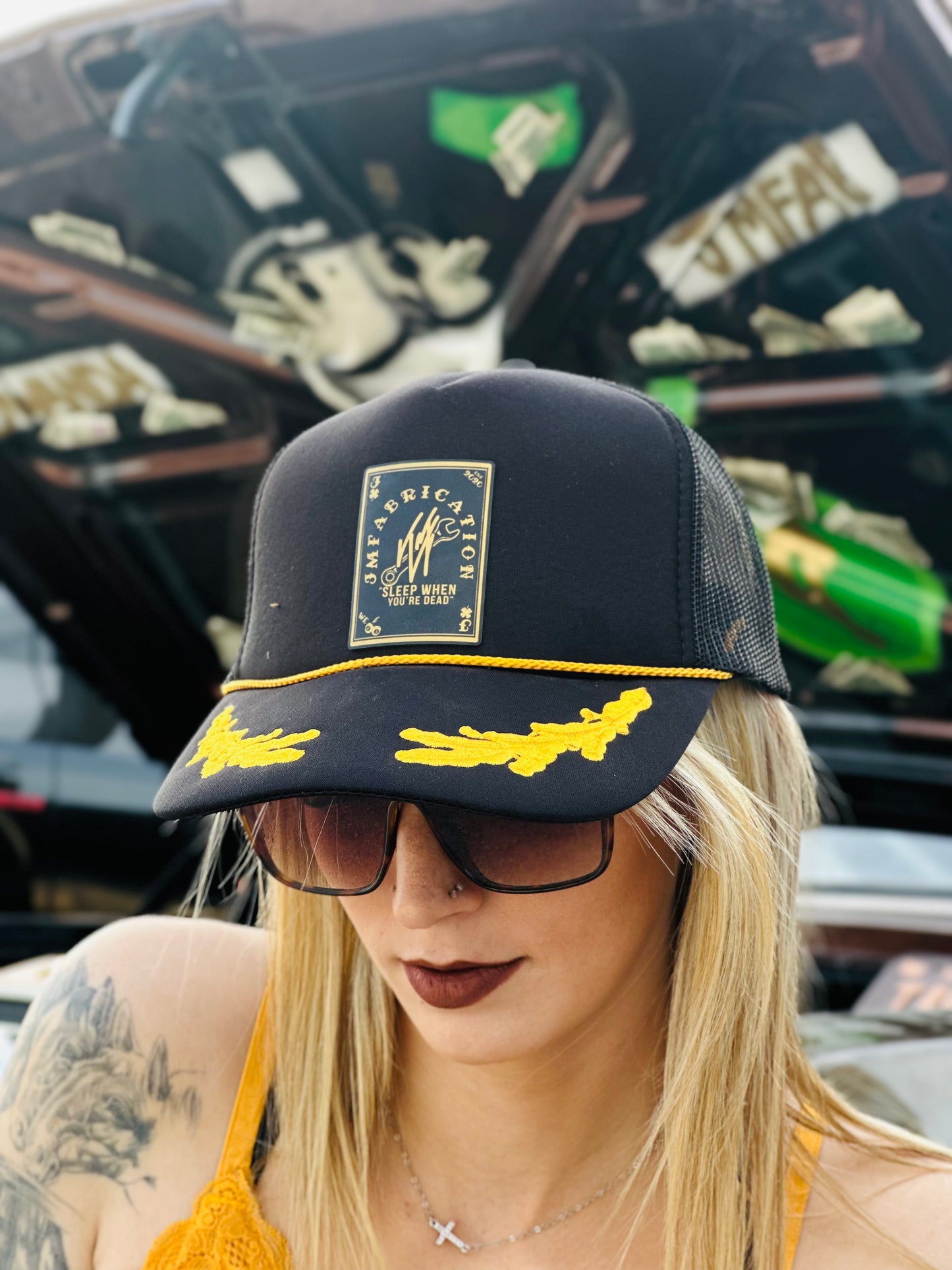 Black & Gold Floral hat